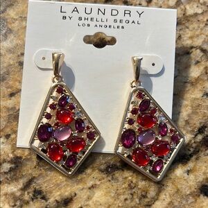 Laundry by Shelli Segal Red pink and Purple Earrings